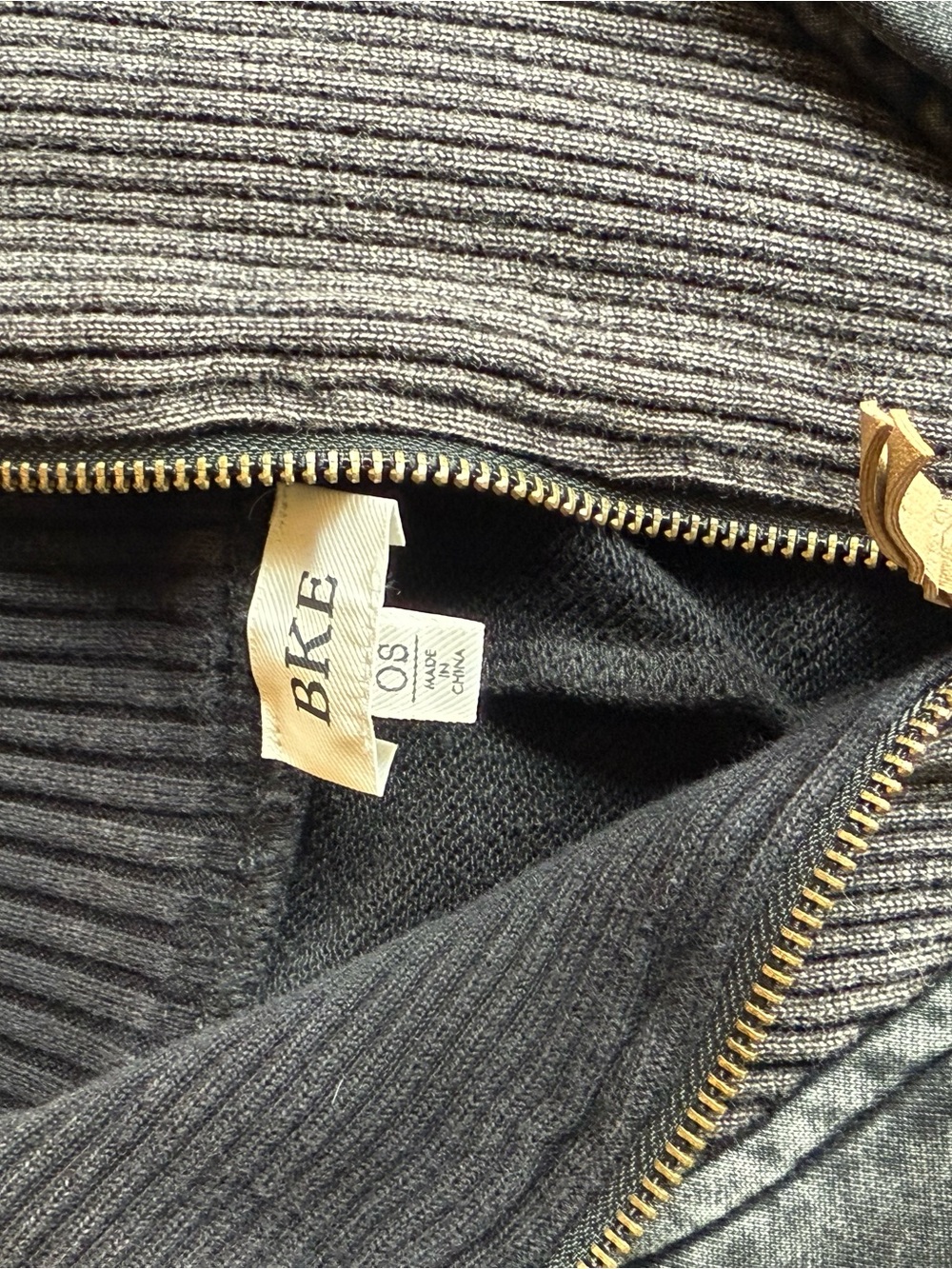 BKE Black Ribbed Zip-Front Sweater - Picture 2 of 4